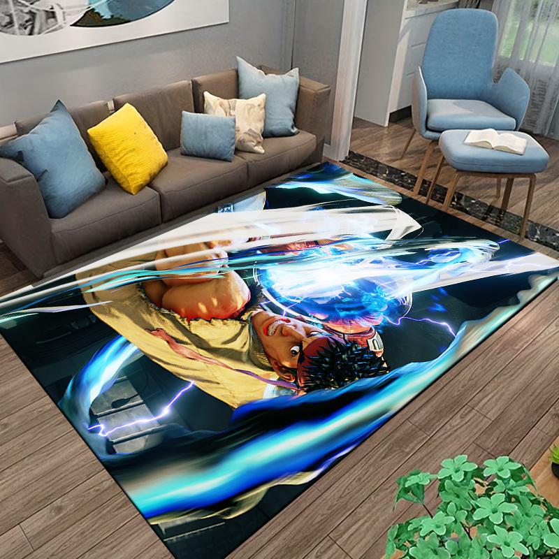 Dynamic Fighting Character Rug, Cool Vivid Design Suitable for use as an anti-slip game mat for living room and bedroom sofas