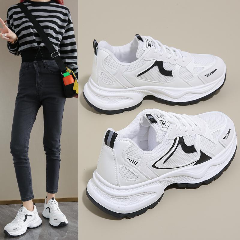 Spring Autumn Light Weight Sports Running Shoes for Women Mesh Campus Style Forrest Gump Daddy All-match Casual Trendy Shoe