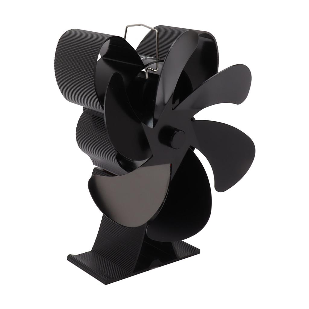 6 Blade Heat Powered Stove Fan for Wood Fireplace Chimney Fireplace Fan Increases Warm Air Silent Operation Black