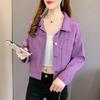 New Purple Denim Jacket Women's Short Loose Vintage Retro Casual Jacket Top Ins Fashion