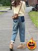 Jeans Harem Carotte Doublés Polaire pour Femme Automne/Hiver - Grandes Tailles, Forme Poire, Jeans Dad.