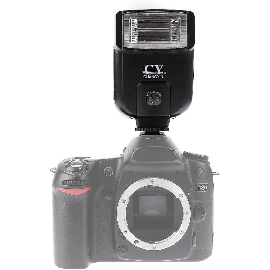FocusFoto YINYAN CY-20 Universal Hot Shoe On-Camera Flash Speedlite Electronic Speedlight with Sync Port for Nikon Canon Panasonic Olympus Pentax