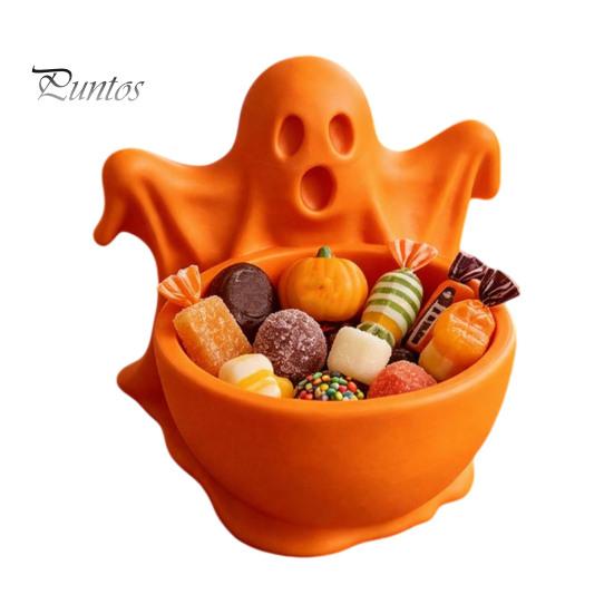 Functional Autumn Home Decor 3D Printed Ghost Candy Bowl for Halloween Party Decorations, Multi-functional Desktop Storage Organizer Trinkets