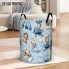 1pc, 2D Flat Teddy Bear with Ball Printed Laundry Basket, Foldable with Handle, Easy To Store, Very Suitable for Bedroom, Bathroom, Dormitory, Cloakro