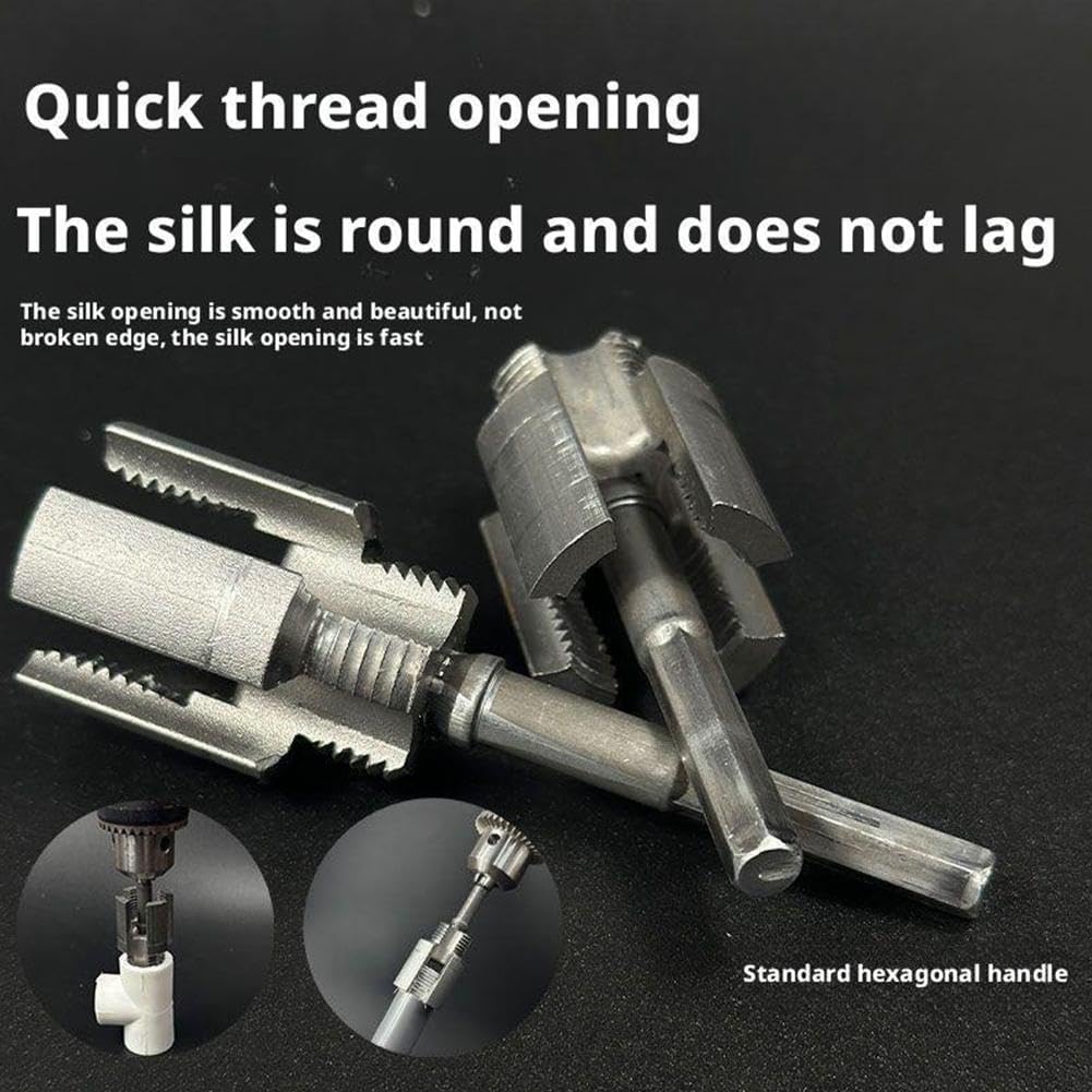 PVC Pipe Threader Kit for Electric Drill,PVC/PPR Plastic Pipe Thread Maker Tool Tap Set,1/2'' 3/4'',Inner and Outer Water Pipe Threads Tool for