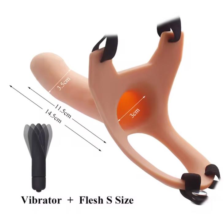 Big Size Silicone Strap On Dildo for Men Realistic Penis Extender Enlarger Male Hollow Strapon Dildo+Bullet Vibrator Sex Product