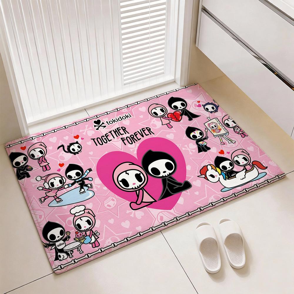 Kawaii Lifestyle Brand T-tokidokis Floor Mat Soft Thickened Flannel Door Mat Non-Slip Living Room Rug Home Decor