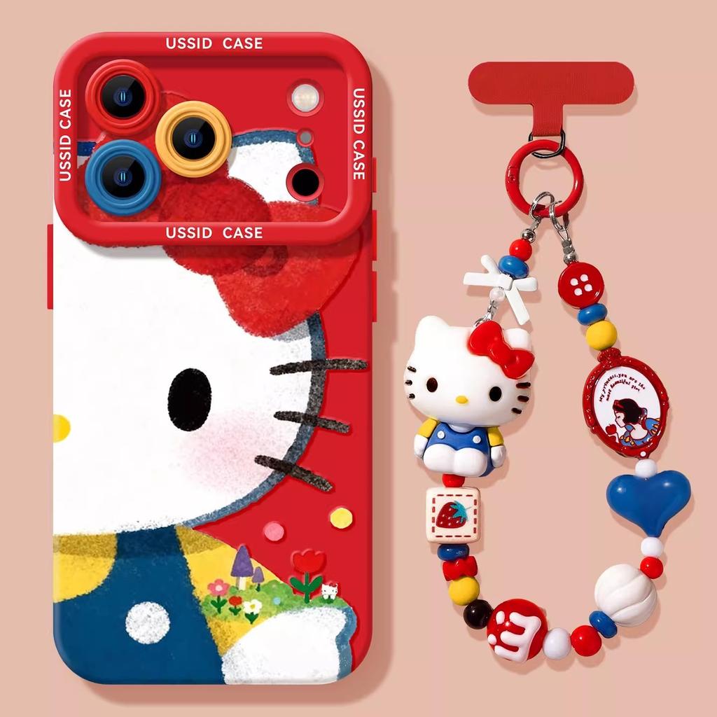 Cute Cat Mobile Phone Case for iPhone17promax Spring 16 Apple 15 Lanyard 14 Silicone 13 Sets