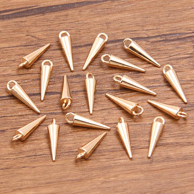 4 DIY Zinklegierung Glänzende Kegelanhänger für Schlüsselanhänger, Taschen, Halsketten und Armbänder