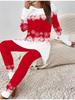 Euro-American Fashion 3D Christmas Printed Women's  Four-season Long-sleeved T-shirt + Long Pants Two-piece Set. Perfect Gift for New Year & Christmas
