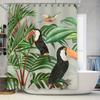 Exotic Tropical Bird Shower Curtain Black Toucan Design with Green Leaves High-Quality Fabric, Waterproof Material for Bathroom