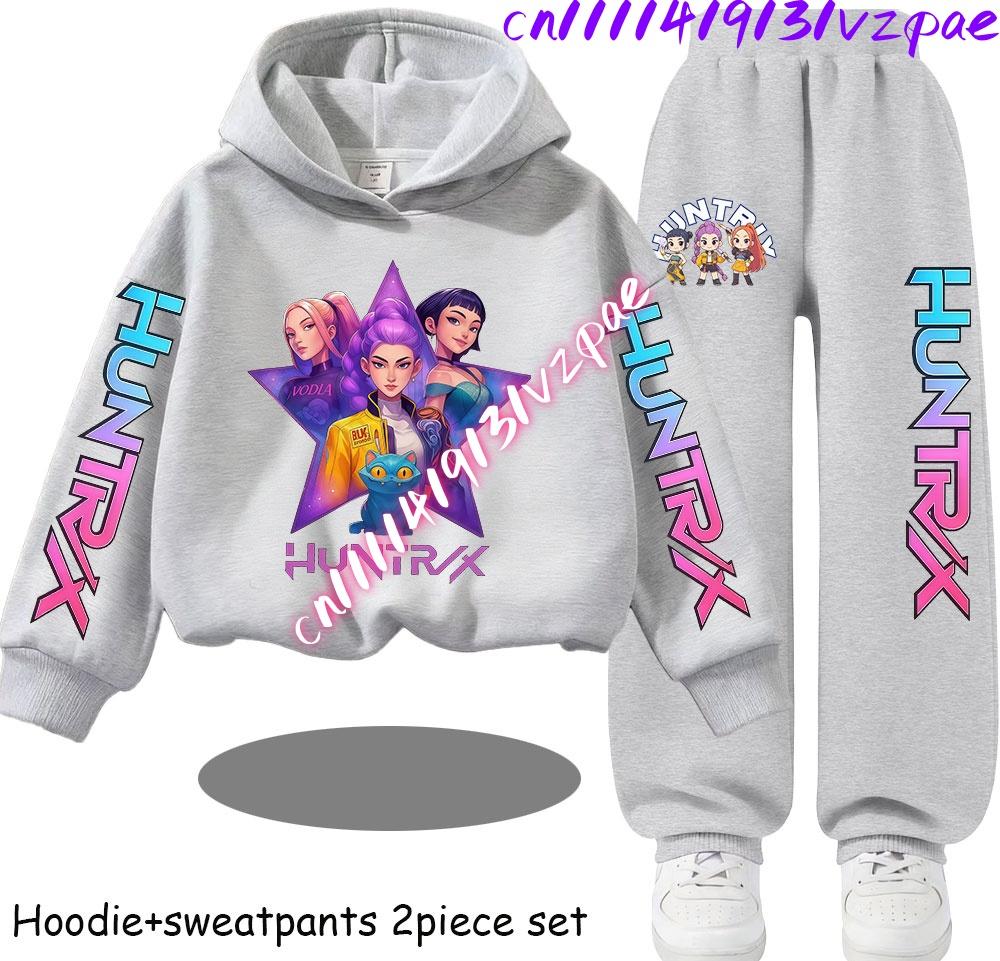 TZWY2026 Autumn KP Op Girls Print Clothing Children Hoodie 2pcs Set Pants Suit Kids Tracksuit Splice Sport Tracksuits