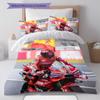 MotoGP Muster Bettwäsche Heimdekoration Geburtstagsgeschenk ( 1 Bettbezug + 2 Kissenbezüge, ohne Füllung),Fanartikel.