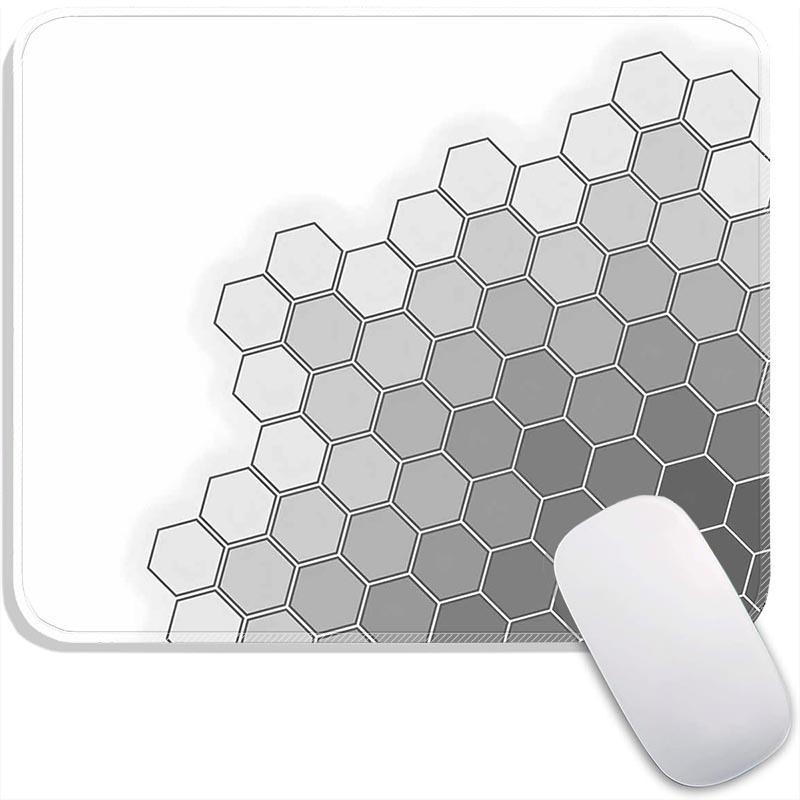 Geometric Standard Anime Mouse Pad Hexagon Edge Stitched Small Gaming Mousepad Travel Mouse Mat Non-Slip Office Mousemats