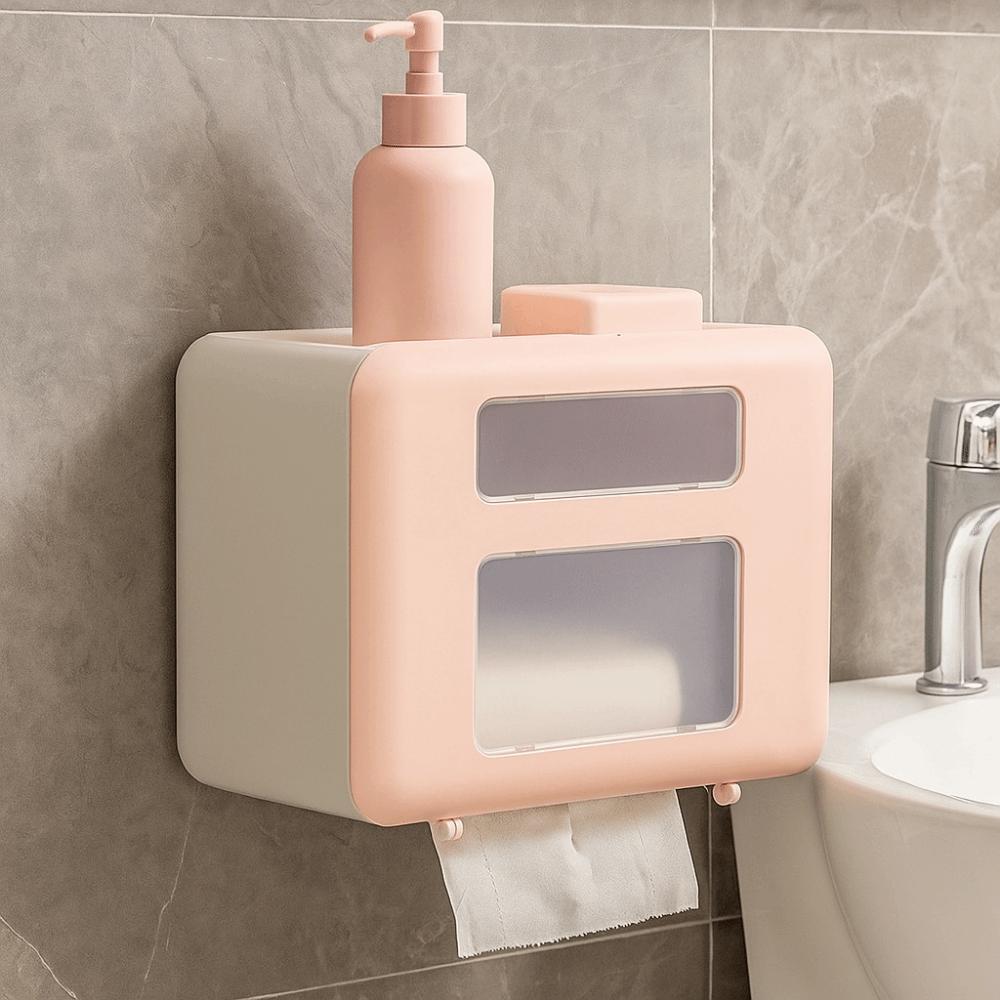 Wall Mounted Toilet Paper Box Large Capacity Roll Paper Storage Rack Sundries Storage Box  for Home