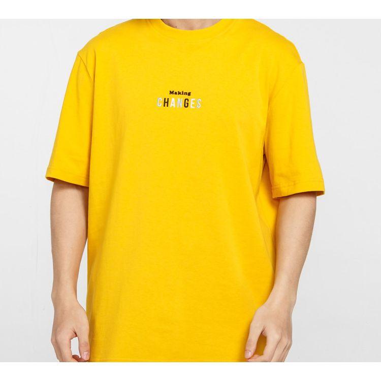 Puma Letter Print Crew Neck Short Sleeve T-Shirt Men Tops Gold 597337-25