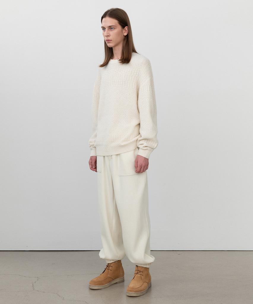 INSILENCE Mix Pattern Crew Neck Knit Ecru
