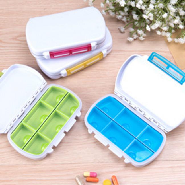 Vitamin Medicine Box Travel Portable Pill Holder Rotating 6 Slots Case