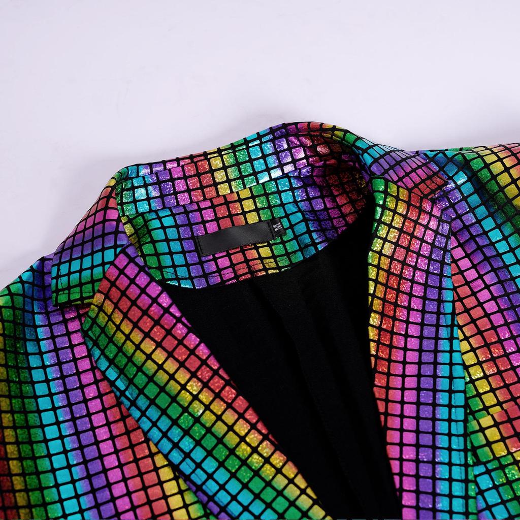 Men's European Plaid Nightclub Single-Breasted Suit Set
