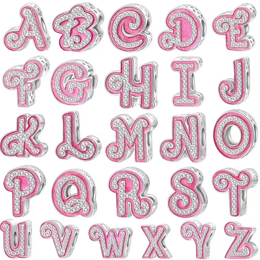 925 Silver 26 A-Z Letter Alphabet Parts English Word Beads Pendent Charms Metal Steel Golden DIY Bracelet Necklace Jewelry Gift