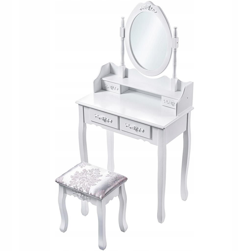 KADAX Măsuță de toaletă Cosmetică Pentru machiaj Cu oglindă Led + Taburet Albă 75x147cm