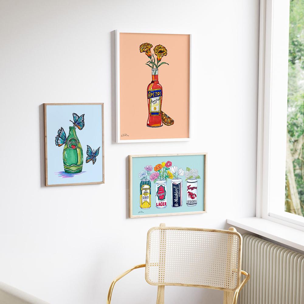 Campari Illustrated Italian Wall Art Print Gator Aperol Sprtiz Poster Sparkling Water Butterfly Wall Picture Cuadros Decorativos