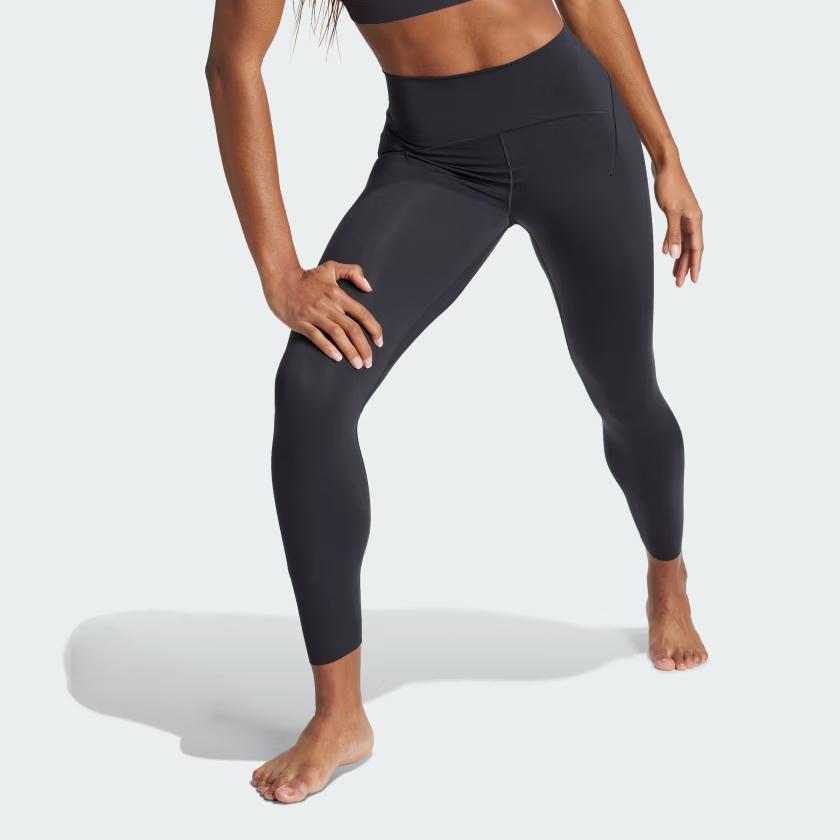 Adidas All Me Luxes 7/8 Leggings with Solid Color Logo and Elastic Waist Women Bottoms Black IL7329
