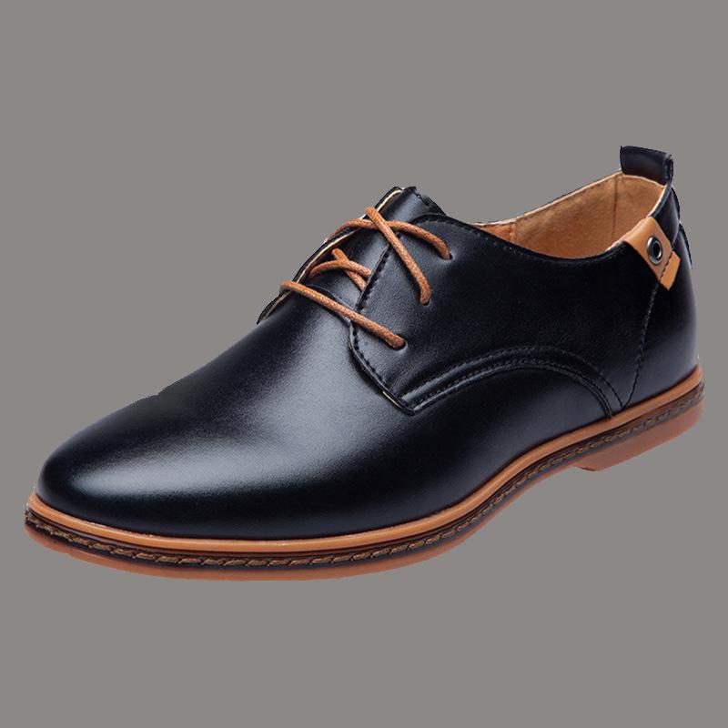 2024 Men's Youth Business Rubber Sole Flat Bottom Large British Leather Shoes
