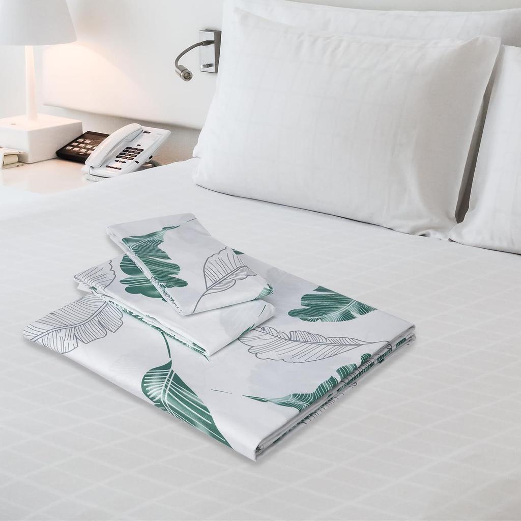 King Size Flat Bedsheet with 2 Pillow Cases | 180 TC | 100% Cotton | Washing Machine Washable | 90 x 108 Inches | Floral Design (Green)