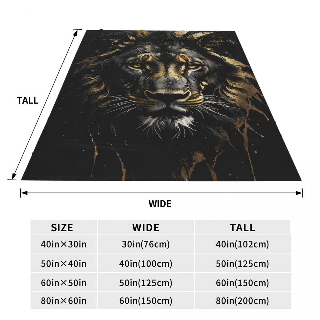Lion Colourful Painting Blanket Soft Warm Flannel Throw Blanket Bedding for Bed Living room Picnic Travel Home Couch