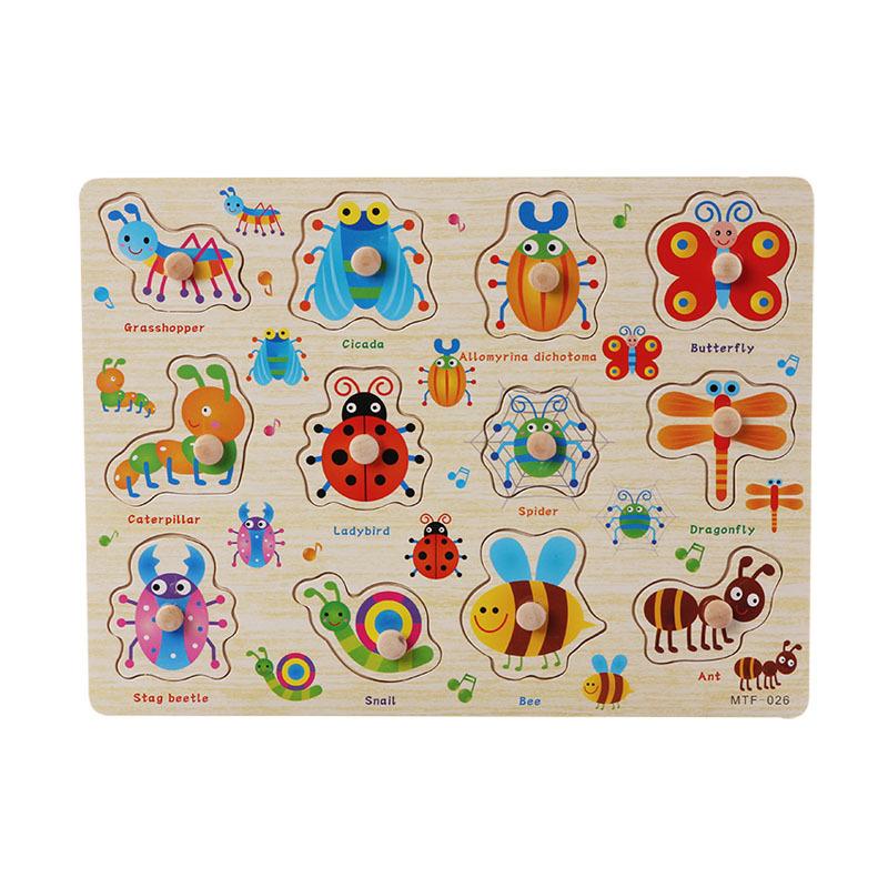 Toddlers Wooden Puzzle Montessori Baby Toys ABC Alphabet Number Shape Matching Board Game Preschool Educational Toy for Kids 2-4