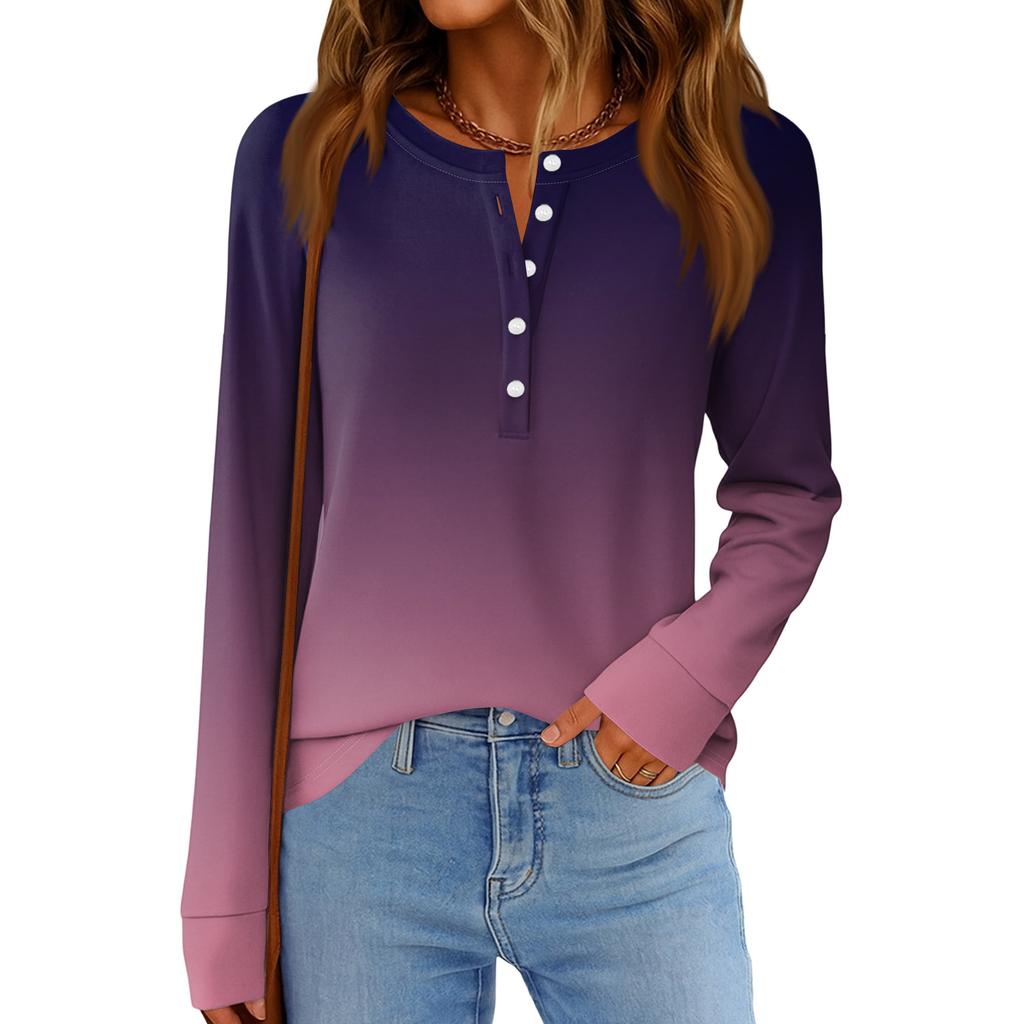 Damenmode Locker Langarm Rundhals Casual Oberteil