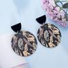 Sexual Design Sense Fashionable Three-dimensional Printing Temperament Color Blocking Women's Round Vintage New Acrylic Leaf Earrings