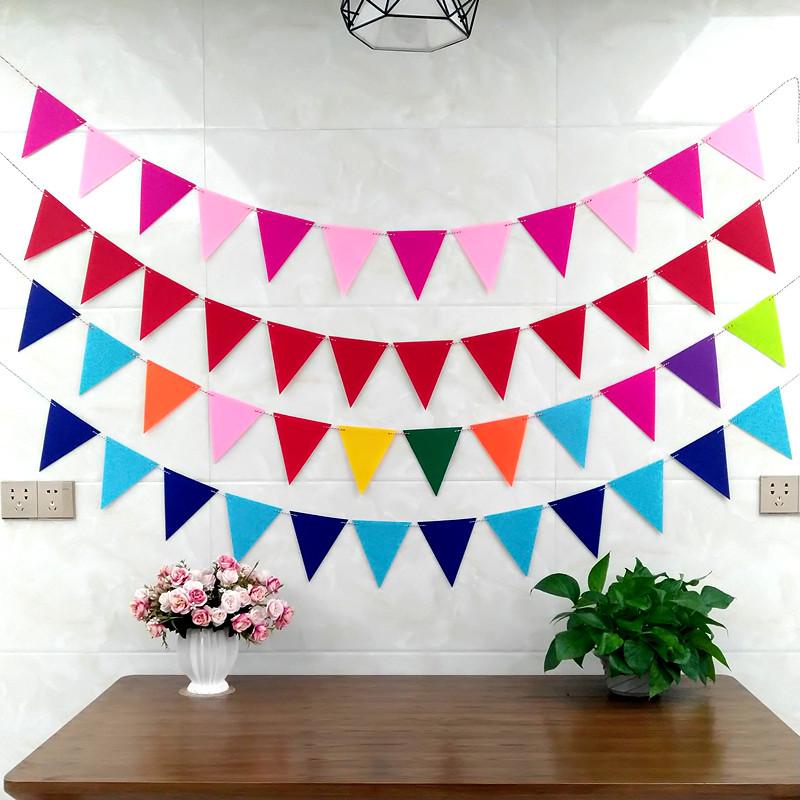 Outdoor Kindergarten Festival Flag Decoration - Non-woven Fabric Pull Flower Pennant