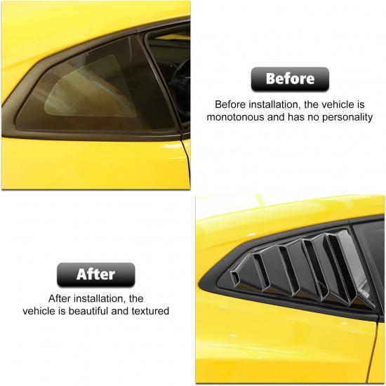 RT-TCZ Carbon Fiber Rear Quarter Side Window Louvers Sun Shade Cover Wind Vent Air Deflector Decoration Exterior Accessories for Chevrolet Camaro