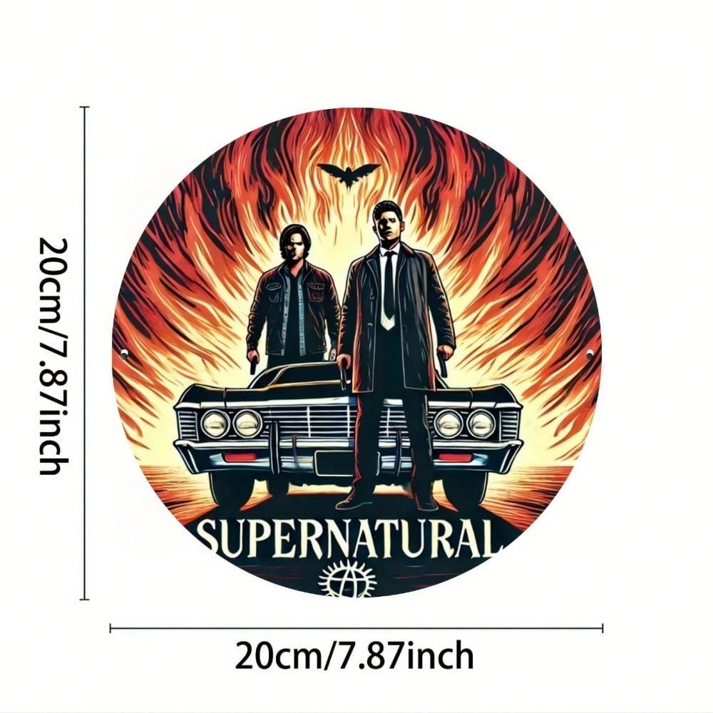 Supernatural That Was Fun Rundes Eisenblechschild 20x20 Zoll Wetterfestes Metall-Wandbild für Heimbar Café Außenbereich Dekoration