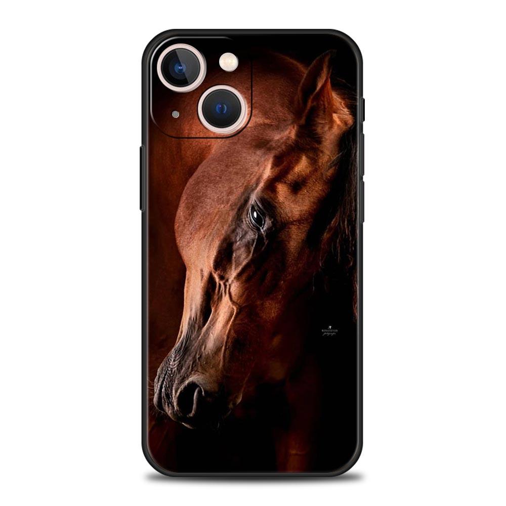 Horse Phone Case For iPhone 17 16 15 Pro Max 11 12 13 14 7 8 Plus SE 2020 X XR XS Cover Soft Black