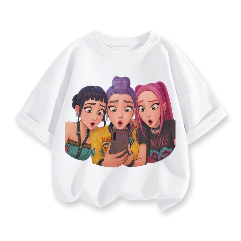 Y2K KPop Demon Hunters Kids T-shirt Cartoon Figure Printed Tops Tees Boys Girls Casual Short Sleeve Tshirt Children's Clothing