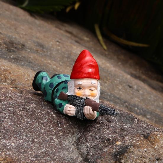 Zahradní střílející trpaslík socha pryskyřice odstřelovač trpaslík ozdoba vojenská trpasličí dekorace