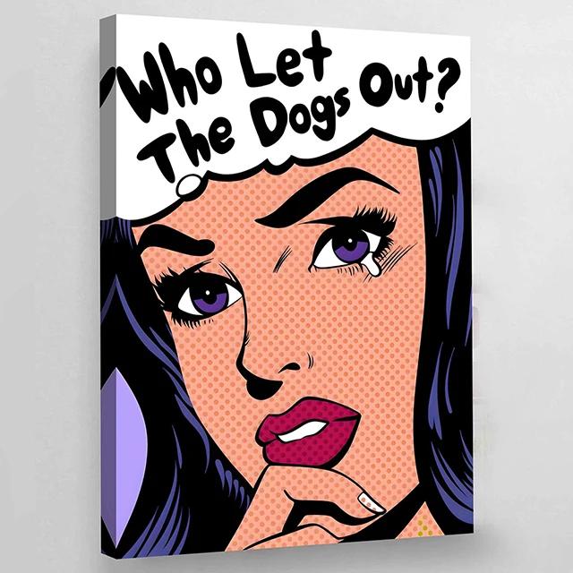 Colorful Pop Art Canvas Comic Woman Poster And Prints Modern Girls Canvas Painting Pictures Mural Wall Art Home Decor Unframed