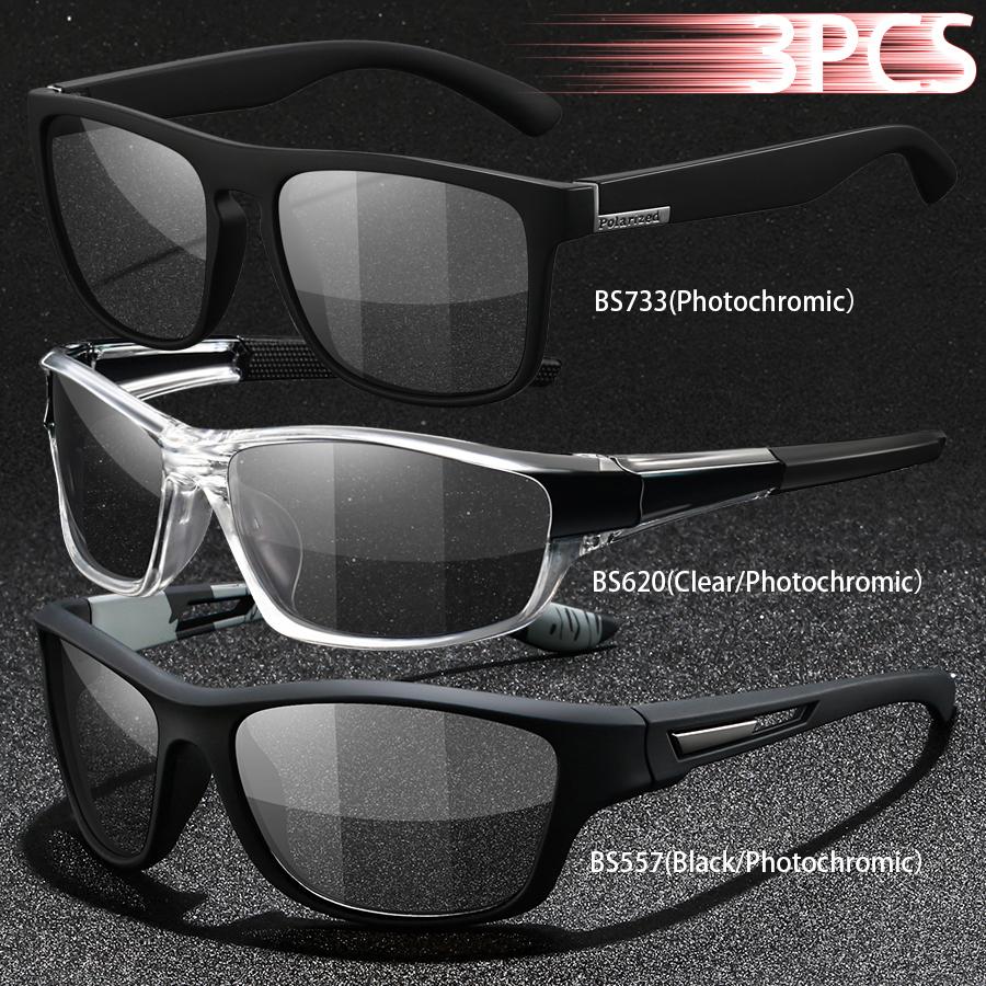 1PCS Photochromic Sports Sunglasses Men Women Vintage Cycling Driving Mountaineering Chameleon UV400 Eyewear
