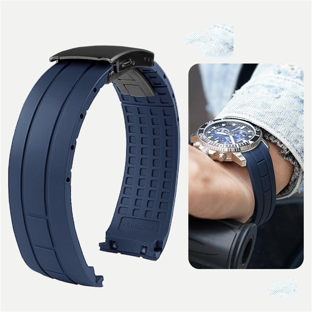 22mm Premium-Grade Rubber Watch Strap Curved End Men Folding Wrist Band Bracelet for MIDO Tissot Seastar T120.407 Watchband