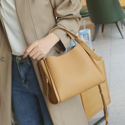 "Bolsa de Mão Elegante em Couro Genuíno: Bolsa Mensageiro, Clutch, Saco de Balde e Cesta Versátil em Couro de Vaca de Alta Capacidade"