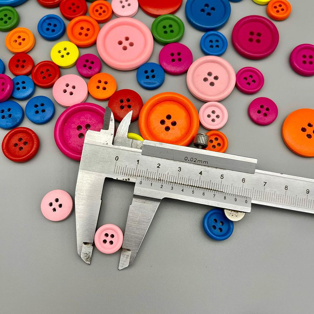 20mm Bulk Stock Plain Simple Style 4 Hole Colored Round Wood Buttons for Clothes Bag