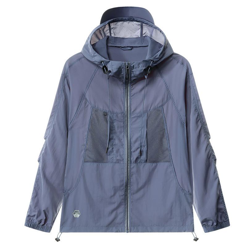 Summer Ultra-Thin Soft Ice Silk Sun Protection Clothing Men UV Protection Outdoor Fishing Hooded Climbing Jacket