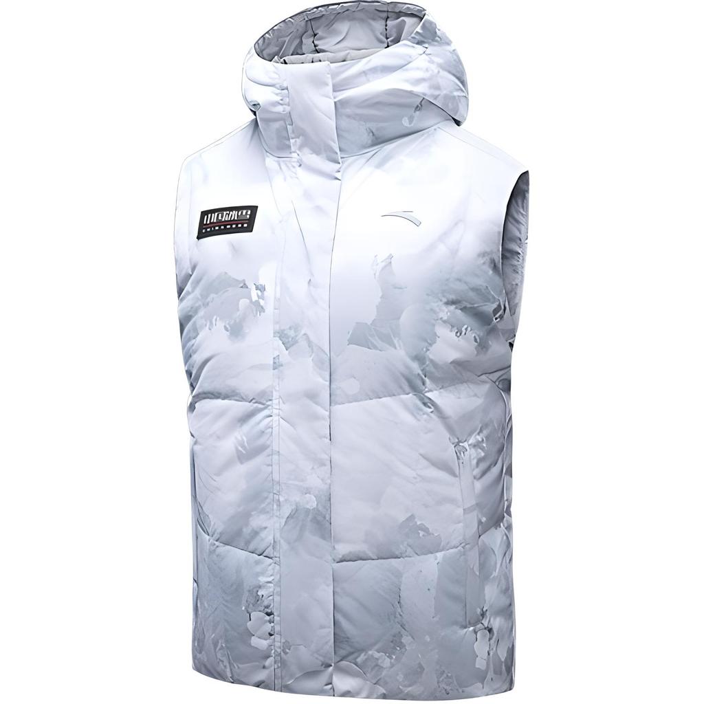 Anta Training Series Hooded Zipper Slim Fit Casual Down Vest Women Vest Snow-White Printed 162447903-1