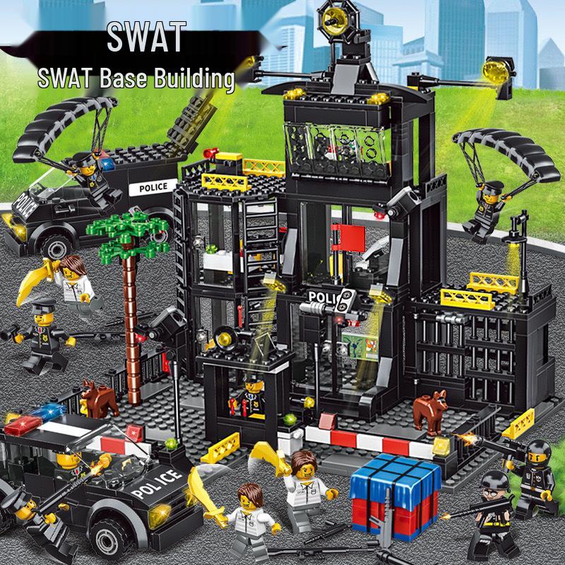 Chinese Police Building Block Bus - Educational Toy for Boys