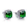 Luxury Female Yellow Pink Stone Earrings Fashion Silver Color Wedding Jewelry Vintage Double Stud Earrings for Women