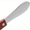 Deluxe Stainless Steel Butter Spreader, Equipped with A Wooden Handle and Featuring A Wide and Straight Blade Edge.
