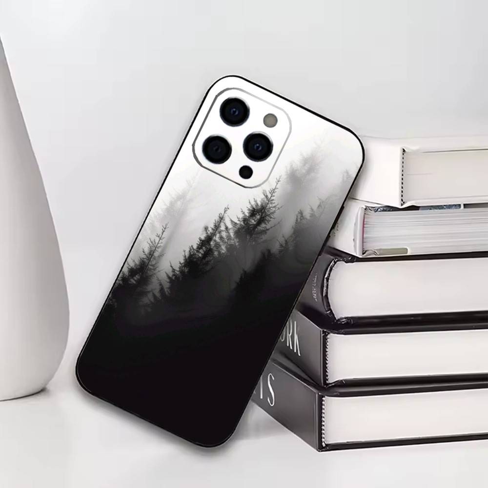 Mountain Forest  Phone Case For iPhone17,16,15,14,13,12,11 Plus,Pro Soft Silicone Black Cover